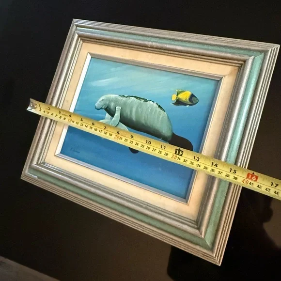 E. Halioig Sealife original Painting 12.5x15.5 Framed Signed